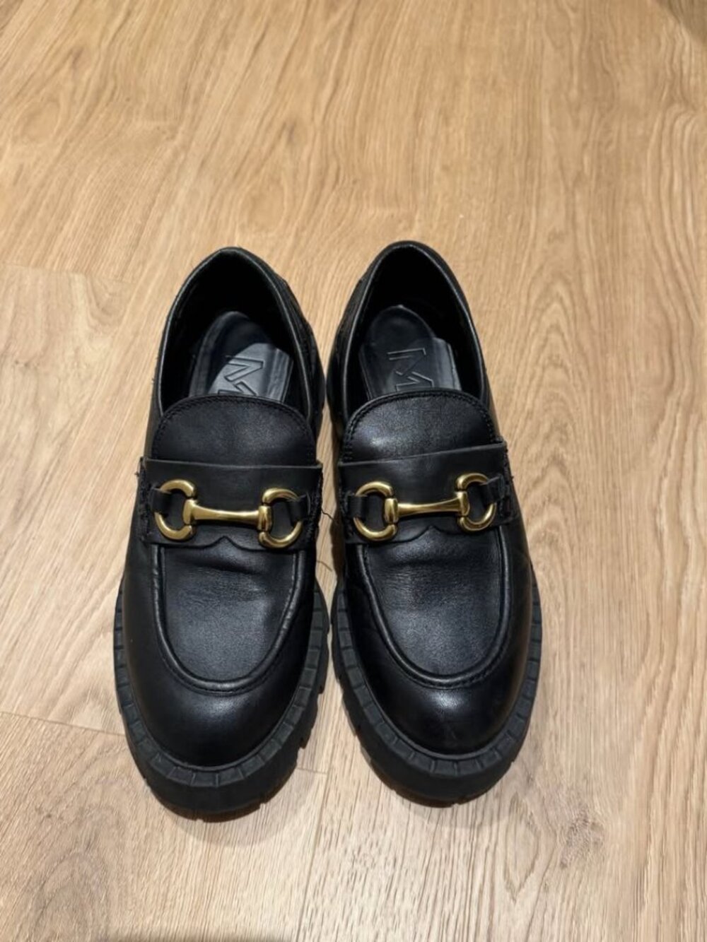 Mango black feather chunky loafers